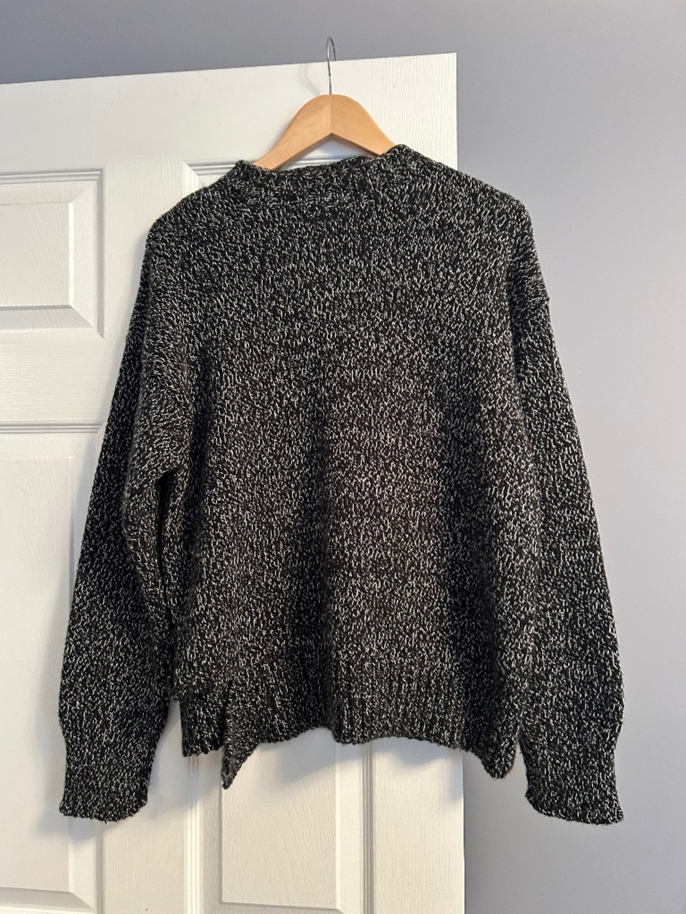 Cozy Salt and Pepper Mock Neck Chunky Knit Sweater